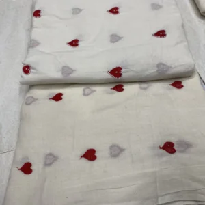 Dyeable Cora Cotton with Heart Thread & Beads Work