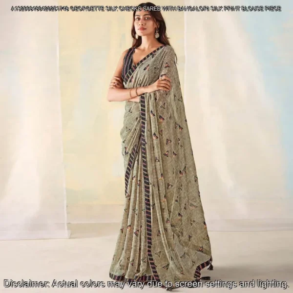 Georgette Silk Checks Saree with Banglori Blouse