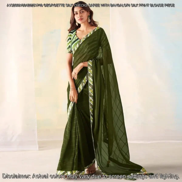 Georgette Silk Checks Saree with Banglori Blouse