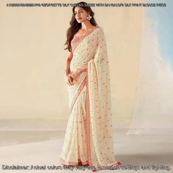 Georgette Silk Checks Saree with Banglori Blouse
