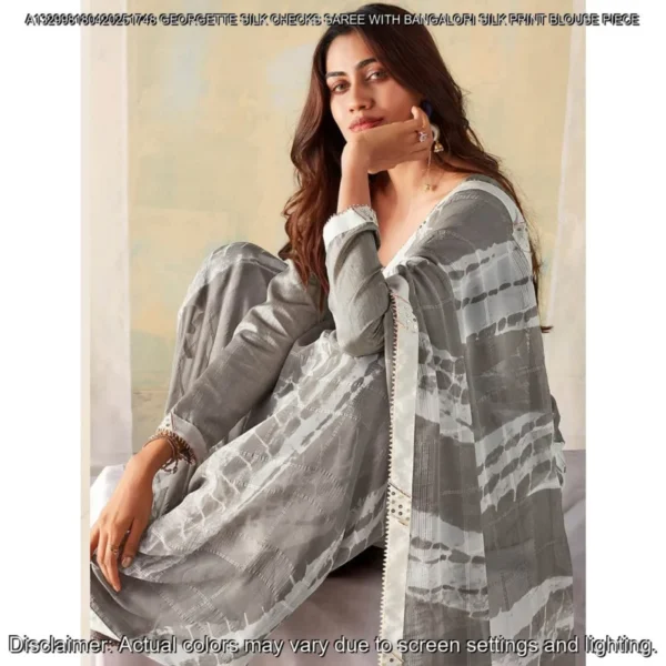 Georgette Silk Checks Saree with Banglori Blouse