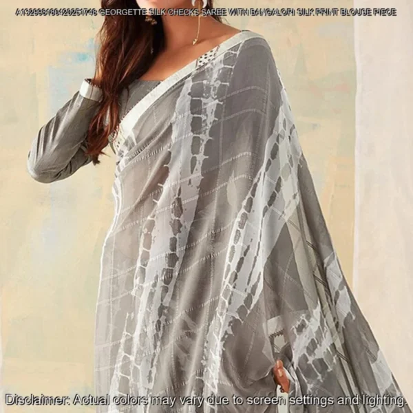 Georgette Silk Checks Saree with Banglori Blouse