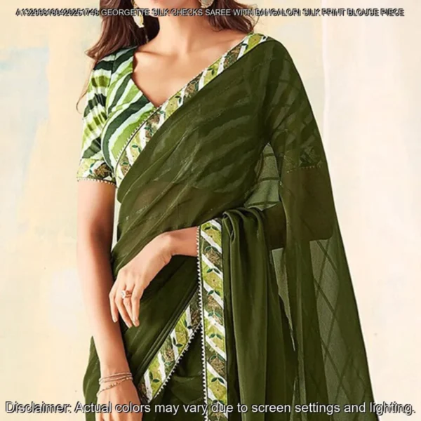 Georgette Silk Checks Saree with Banglori Blouse