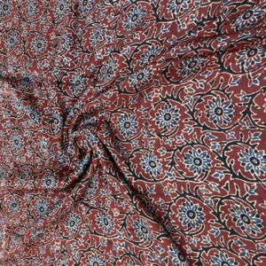 Ajrakh hand block print on pure modal silk fabric - High-Quality Fabric