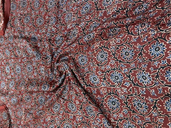 Ajrakh hand block print on pure modal silk fabric - High-Quality Fabric