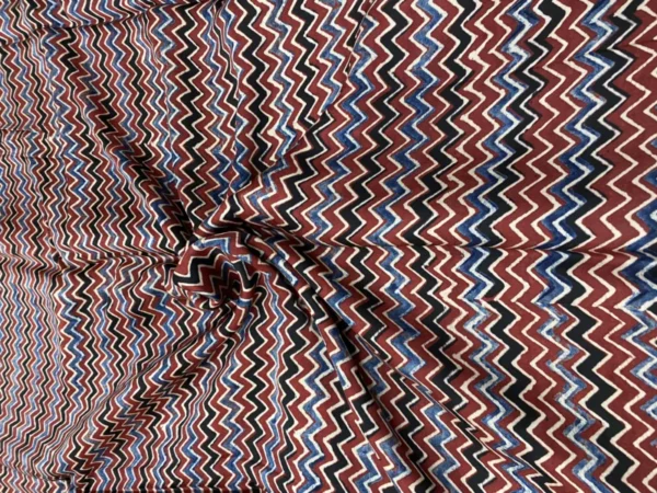 Ajrakh hand block print on pure modal silk fabric - High-Quality Fabric