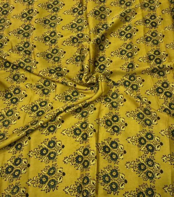 Ajrakh hand block print on pure modal silk fabric - High-Quality Fabric