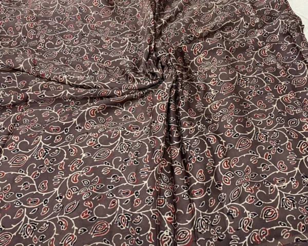 Ajrakh hand block print on pure modal silk fabric - High-Quality Fabric