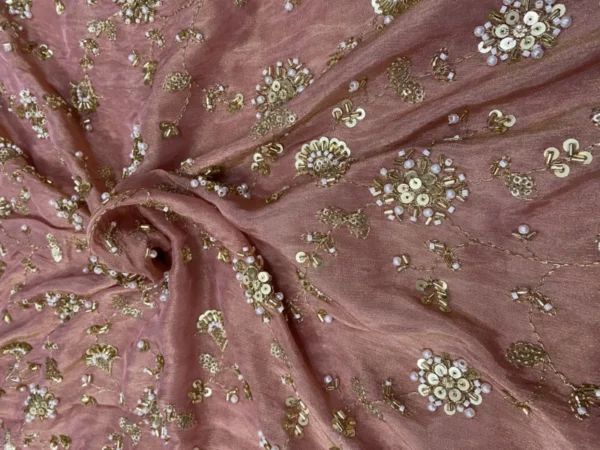 Cosmos shimmer tissue silk fabric handwork plain - High-Quality Fabric