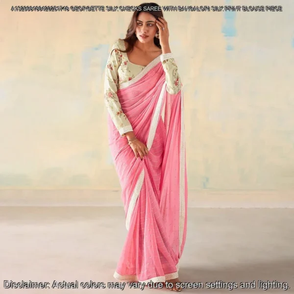 Georgette Silk Checks Saree with Banglori Blouse