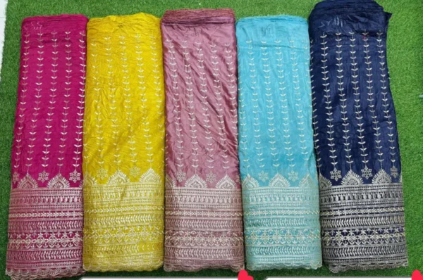 Pure Gold Crush Fabric with Star Butties – ₹335/m