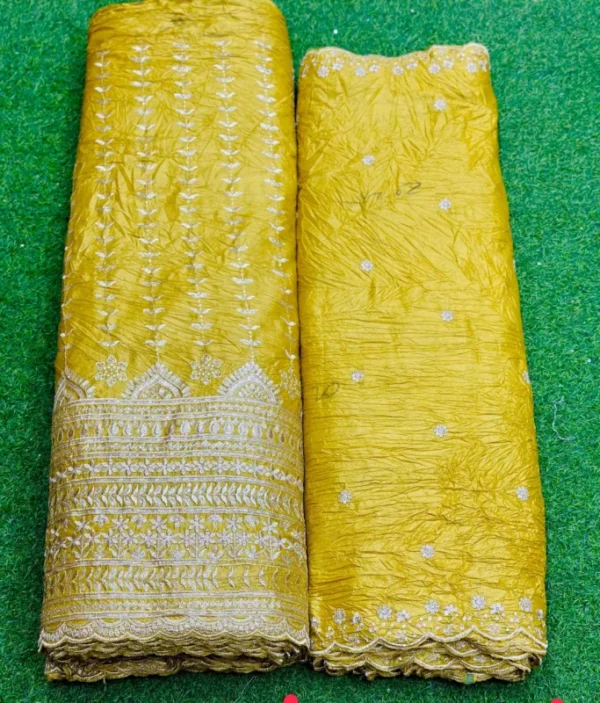 Pure Gold Crush Fabric with Star Butties – ₹335/m