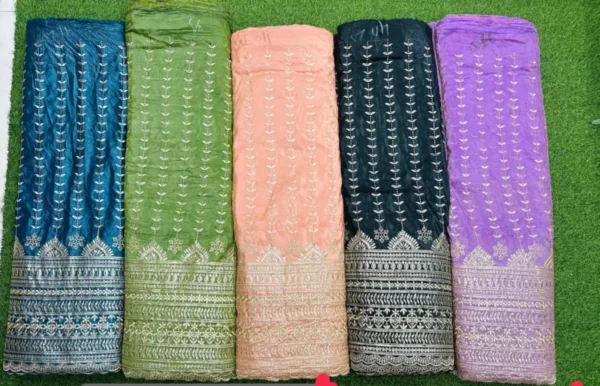 Pure Gold Crush Fabric with Star Butties – ₹335/m