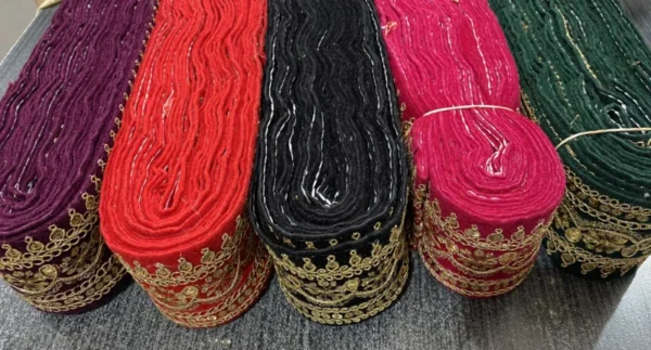 Bridal Sequins Lace Trim for Sarees & Dupattas – 9m Roll​