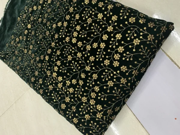 Micro 9000 velvet with zari 038 sequin jaal embroidery - High-Quality Fabric