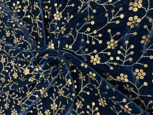 Micro 9000 velvet with zari 038 sequin jaal embroidery - High-Quality Fabric
