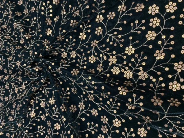Micro 9000 velvet with zari 038 sequin jaal embroidery - High-Quality Fabric