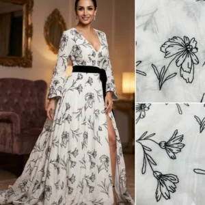 Premium heavy work pure cambric cotton hakoba fabric - High-Quality Fabric