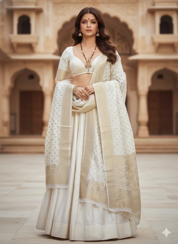 Pure dola silk dyeable banarasi dupatta rose gold zari - High-Quality Fabric