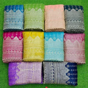Pure Gold Crush Fabric with Star Butties – ₹335/m