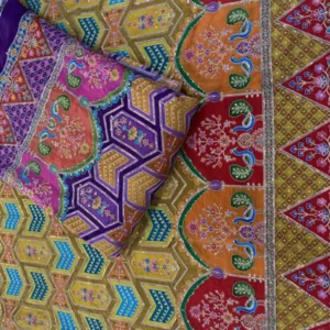 Pure natural crepe fabric 448243 raja rani print embroidery hot favourite - High-Quality Fabric