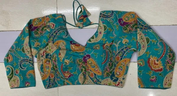 pure natural crepe position print padded blouse