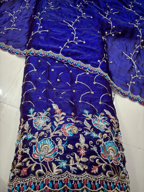 Space silk fabric plain handwork jaal butti designs - High-Quality Fabric