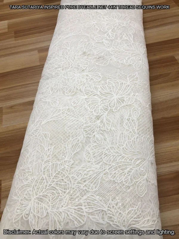 Tara Sutaria Inspired Pure Dyeable Net Fabric – 44in Thread Sequins Work | Buy Now