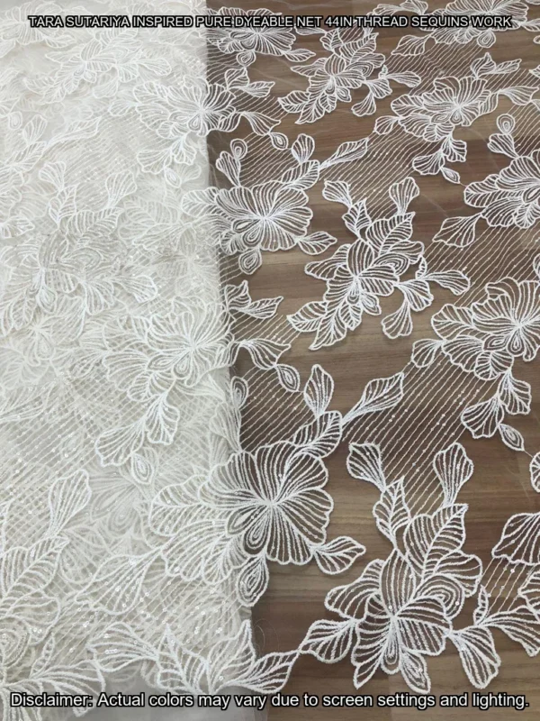 Tara Sutaria Inspired Pure Dyeable Net Fabric – 44in Thread Sequins Work | Buy Now