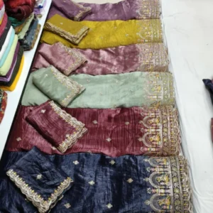 Gold Crush Crunchy Silk Fabric – Plain, Embroidery & Dupatta