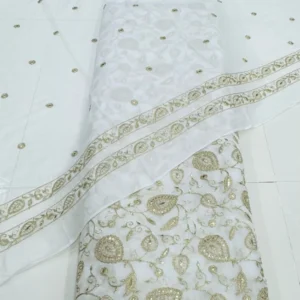 Pure Georgette Dyeable Fabric with Heavy Coding Work