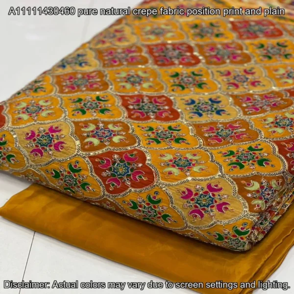 Pure Natural Crepe Embroidery Fabric – ₹875/m | Shop Online