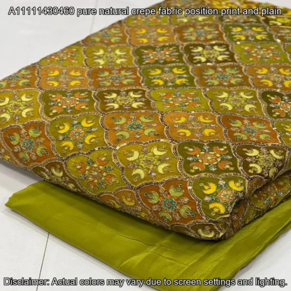 Pure Natural Crepe Embroidery Fabric – ₹875/m | Shop Online