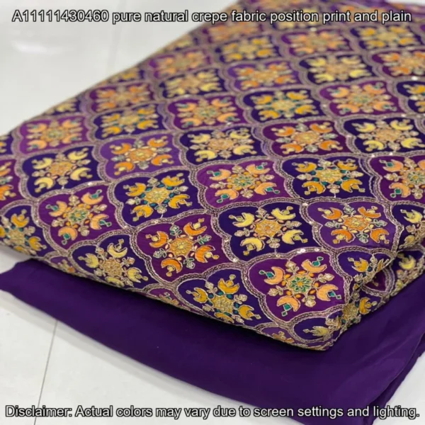 Pure Natural Crepe Embroidery Fabric – ₹875/m | Shop Online