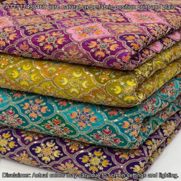 Pure Natural Crepe Embroidery Fabric – ₹875/m | Shop Online
