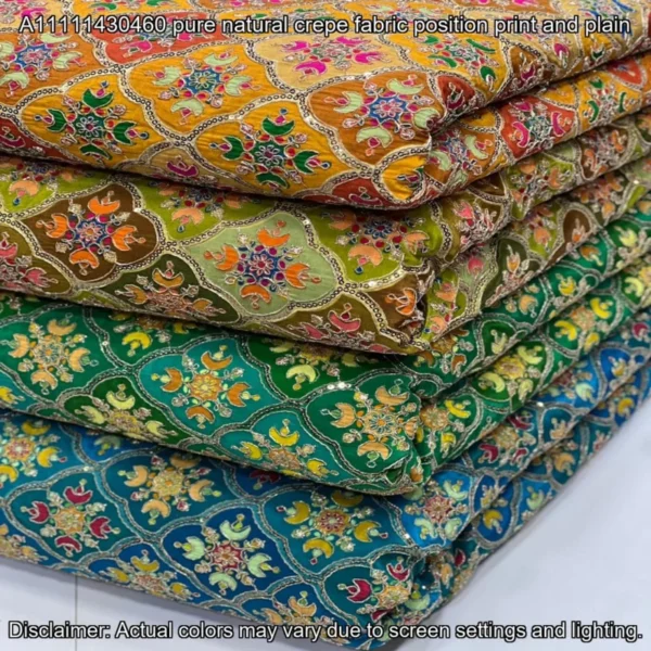 Pure Natural Crepe Embroidery Fabric – ₹875/m | Shop Online