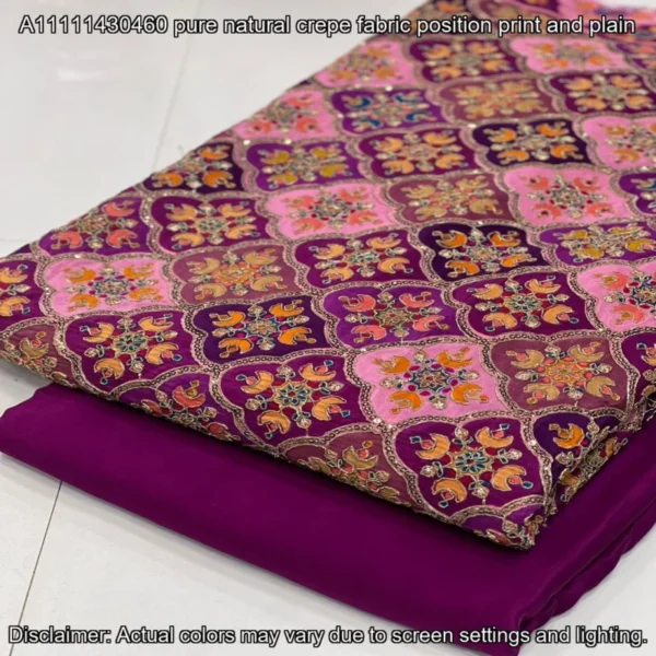 Pure Natural Crepe Embroidery Fabric – ₹875/m | Shop Online