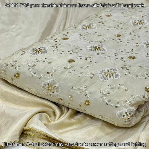 Pure Shimmer Hand Work Fabric – 44” Width | Buy Now
