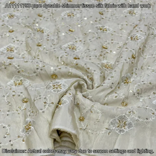 Pure Shimmer Hand Work Fabric – 44” Width | Buy Now