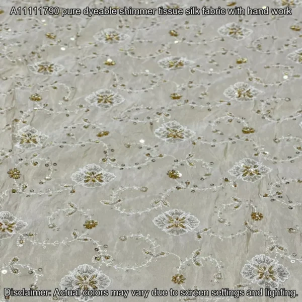 Pure Shimmer Hand Work Fabric – 44” Width | Buy Now
