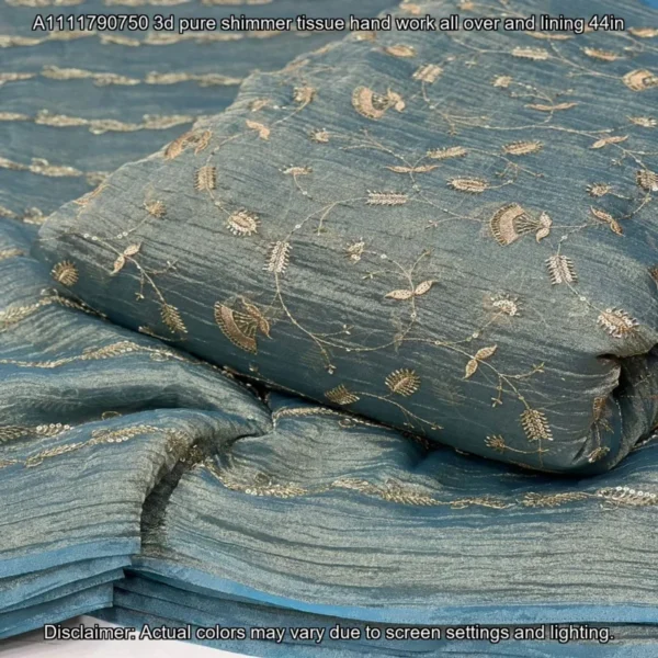 D Pure Shimmer Tissue Fabric with Handwork | Jaal & Lining Designs