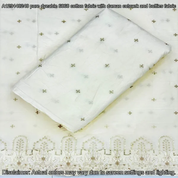 Pure Dyeable Cotton Fabric – Cutwork & Butties Design