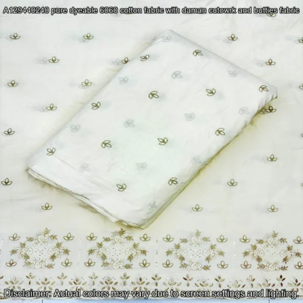 Pure Dyeable Cotton Fabric – Cutwork & Butties Design