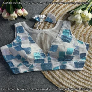 Imported net sequence blouse fancy western design - High-Quality Fabric