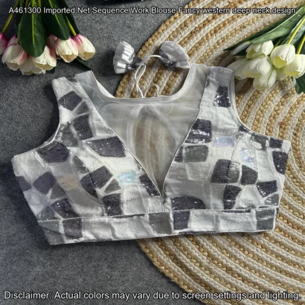 Imported net sequence blouse fancy western design - High-Quality Fabric