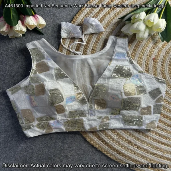 Imported net sequence blouse fancy western design - High-Quality Fabric