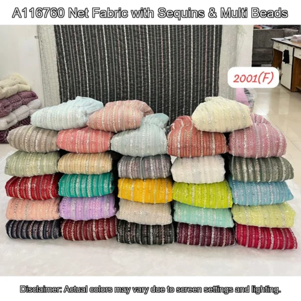 Premium 58″+ Net Fabric with Sequins & Multi Beads | ₹570/m
