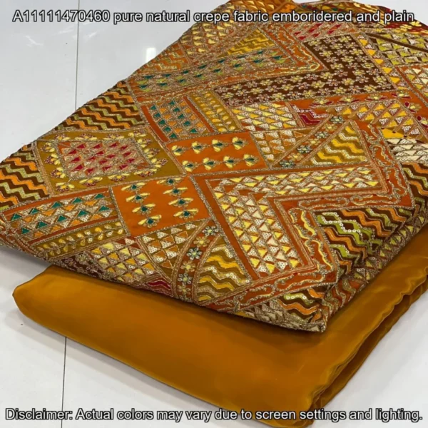 Natural Crepe Designer Fabric – 44″ Embroidered | Buy Now