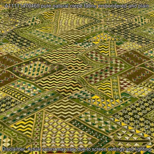 Natural Crepe Designer Fabric – 44″ Embroidered | Buy Now