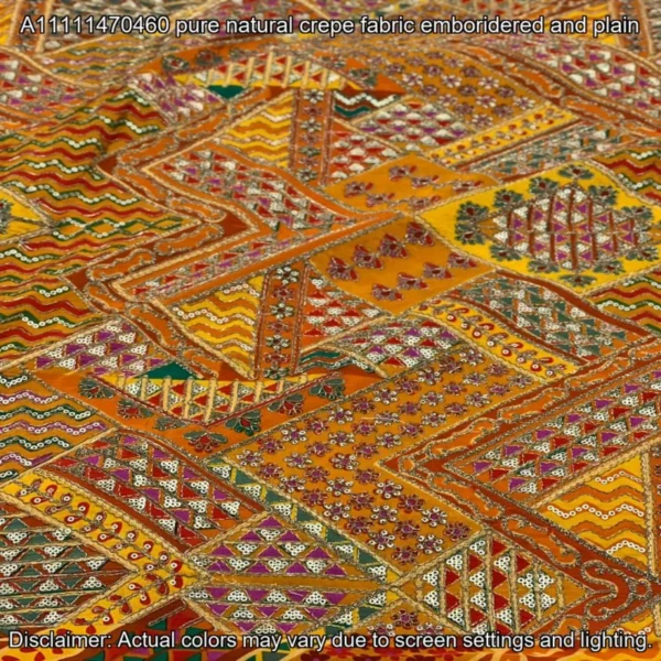 Natural Crepe Designer Fabric – 44″ Embroidered | Buy Now